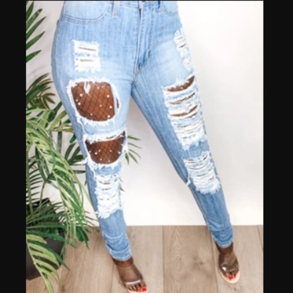 Play Your Part Ripped Denim Jeans - Picture 1 of 2